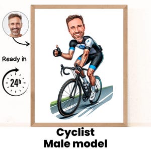 Ritratto maschile di ciclista personalizzato, ritratto di ciclista, regalo per ciclista, caricatura di ciclista, caricatura personalizzata, caricatura di motociclista da foto