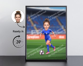Soccer Player Gift – Custom Caricature Portrait From Your Photo / Soccer player