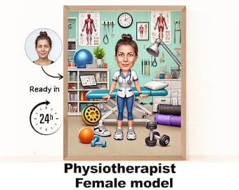 Physiotherapist Gift - Custom Caricature From Photo, Physiotherapy Gift, physical therapy, kinesiologist gift, kine