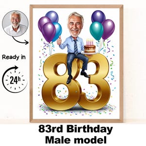 Benutzerdefinierte 83 Mann Cartoon Porträt, 83 Geburtstag Karikatur, Geburtstag Cartoon, personalisierte Geburtstagsgeschenk, Mann Geburtstag, 83 Karte