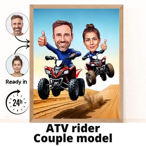 ATV Rider Gift- quad Gift - Custom Caricature Portrait From Your Photo, Quad Biker, quad gift, quad fan