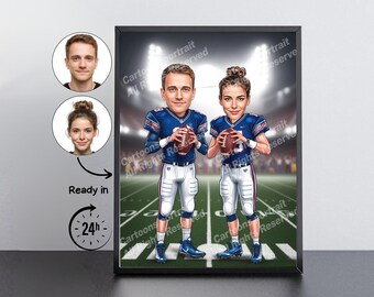 Football Player Gift – Custom Caricature Portrait From Your Photo