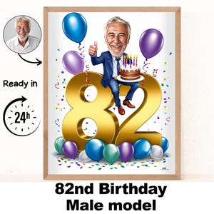 Benutzerdefinierte 82 Mann Cartoon Porträt, 82 Geburtstag Karikatur, Geburtstag Cartoon, personalisiertes Geburtstagsgeschenk, Mann Geburtstag, 82 Karte