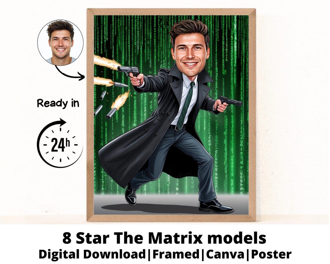 Cartoon Matrix Control Matrix Caricature Poster, Printable Wall Art, Art Print Download ...