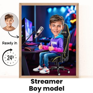 Gamer Geschenk für Männer mit Cartoon, Gamer Geschenkideen, lustiges TV Gamer Geschenk für Jungen, Spielliebhaber Geschenk, Gamer Freund, Gamer Karikaturzeichnung
