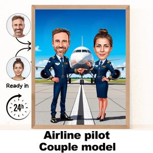 Cartoon Pilot Portrait, Pilot Caricature Gifts, Aviation Gifts, Airplane Airline Pilot Birthday Gift ideas for Women Men,Pilot Gifts for Men