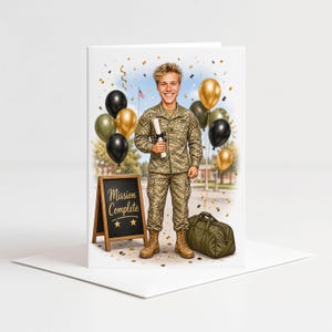 Caricature personnalisée de fin de formation militaire à partir d'une photo, portrait cartoon de fin de formation, cadeau de fin d'études pour lui image 4