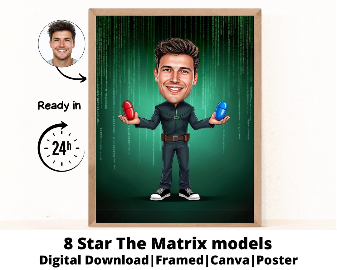 The Matrix Caricature Poster, Printable Wall Art, Art Print Download ...