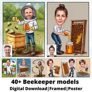 Cartoonportret imker | Imkercadeau | Aangepaste imkerkarikatuur | Imkerkarikatuur van foto | Cadeau voor imker | bijenhouder