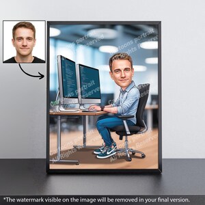 Present till mjukvaruutvecklare – Anpassat karikatyrporträtt från ditt foto / IT-present bild 4