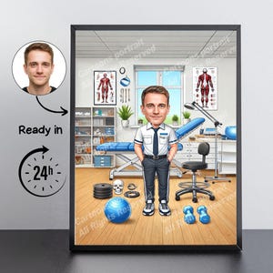 Physiotherapist Gift – Custom Caricature Portrait From Your Photo / medical caricature