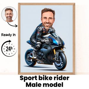 Ritratto di motociclista personalizzato, ritratto di motociclista, regalo per motociclista, caricatura di motociclista, caricatura da foto
