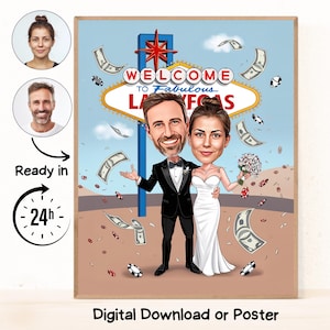 Personalisierte Hochzeitspaare Cartoon Portrait, Hochzeitskarikatur, Hochzeitskarikatur, Hochzeitsgeschenk, Benutzerdefinierte Karikatur vom Foto, Paargeschenk