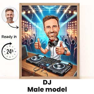 Personalized DJ Cartoon Portrait, Custom DJ Caricature Drawing from Photo, Funny DJ Caricature, Gift for Dj