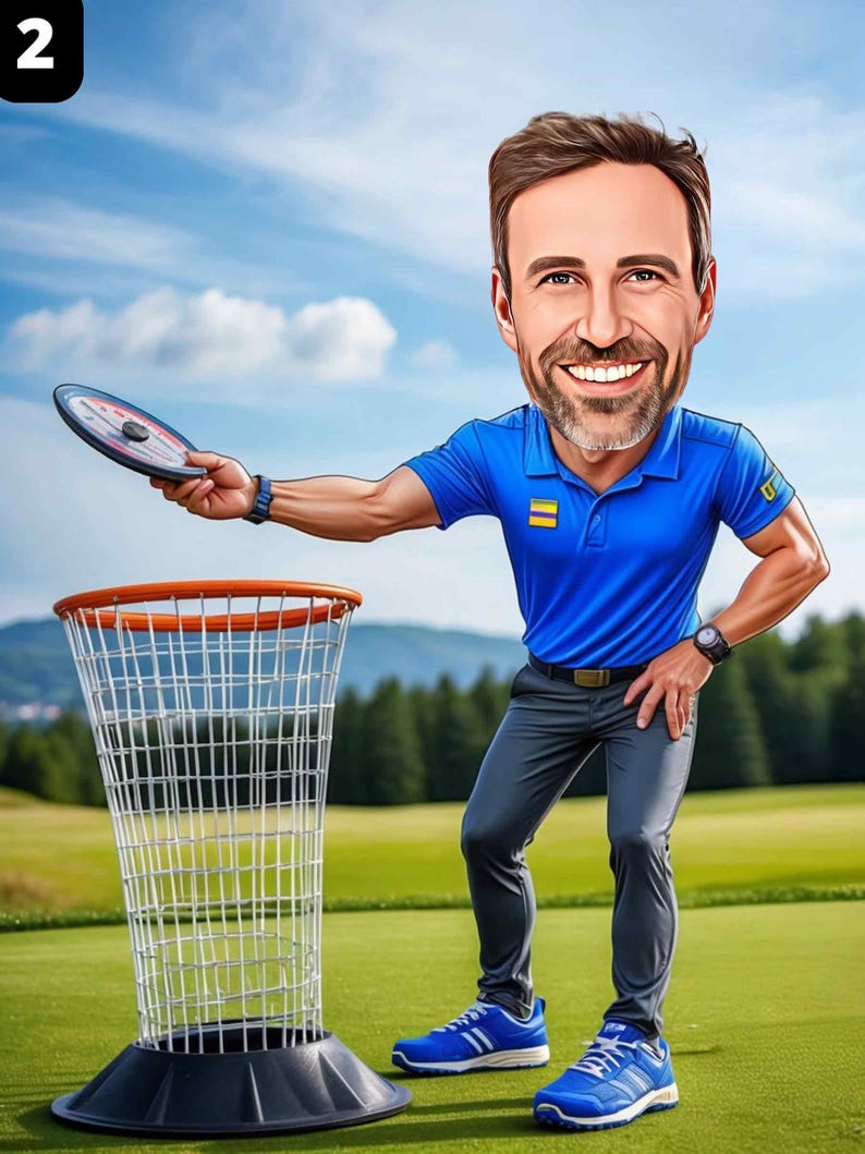 a caricature of a man holding a tennis racquet