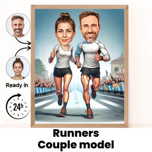 Retrato de caricatura de corredor a partir de una foto para pareja, regalo de corredor, hombres corredores, regalo personalizado para niño corredor, regalo divertido de corredor para hombres, caricatura de corredor