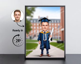 Graduation Gift – Custom Caricature Portrait From Your Photo / school gift