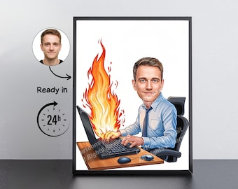 Software Developer Gift – Custom Caricature Portrait From Your Photo /IT Gift