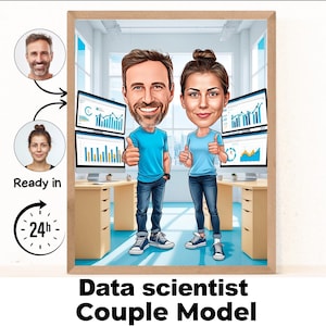 Regalo para analista de datos: caricatura personalizada a partir de una foto, regalo para la ciencia de datos, científico de datos, nerd de datos
