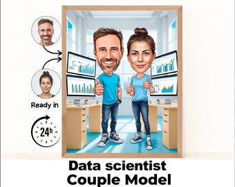 Data Analyst Gift - Custom Caricature From Photo, Data Science Gift, data scientist, data nerd