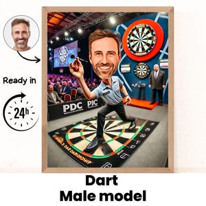 Personalised Darts Player Cartoon Portrait, Custom Darts Caricature Drawing, Funny Caricature, Gift for Friend, Drinker, Pub, Beer, Darts