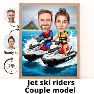 Jet Ski cartoon Portrait, Jet Ski gift,Custom Jet Ski Caricature,Jet Ski caricature from photo ,gift for Jet Skier,Jet Ski lover