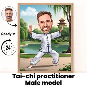 Retrato de desenho animado de Tai Chi | Presente de Tai-Chi | Caricatura personalizada de Tai-Chi | Caricatura de Tai-Chi da foto | presente para Tai-Chi | Retrato de Tai-Chi