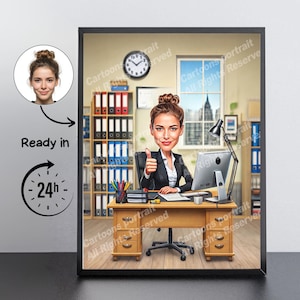Administrative Assistant Gift – Custom Caricature Portrait From Your Photo / secretary