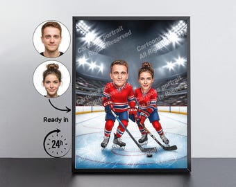 Regalo para jugador de hockey: retrato de caricatura personalizado a partir de tu foto / Hockey