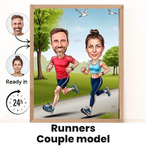 Läufer Cartoon Portrait | Läufer Geschenk | Benutzerdefinierte Läufer Karikatur | Läufer Karikatur vom Foto | Geschenk für Läufer | Läufer Porträt | Läufer