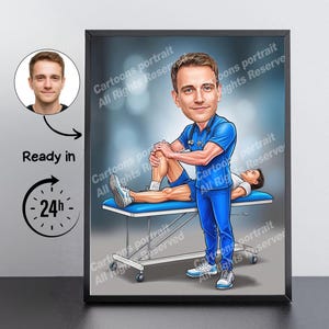Physiotherapist Gift – Custom Caricature Portrait From Your Photo / medical caricature