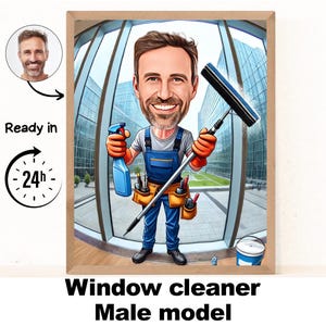 Fensterputzer Geschenk - Benutzerdefinierte Fensterputzer Karikatur Porträt von Ihrem Foto, Geschenk, Fensterputzen Cartoon Geschenk, digitaler Download