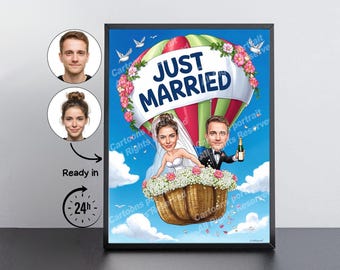 Wedding Gift – Custom Bride & Groom Caricature from Your Photo Portrait