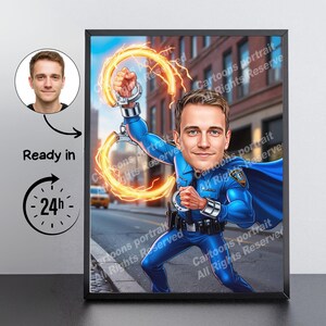 Polizist Geschenk - Benutzerdefinierte Karikatur Porträt von Ihrem Foto / Polizist