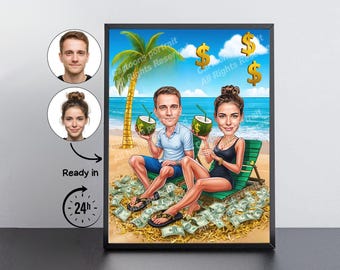 Money Lover Gift – Custom Caricature Portrait From Your Photo / Money lover