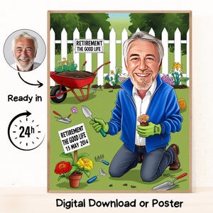 Personalisierte Ruhestand Cartoon Portrait, benutzerdefinierte Ruhestand Karikatur Zeichnung vom Foto, lustige Ruhestand Karikatur, Geschenk zum Ruhestand