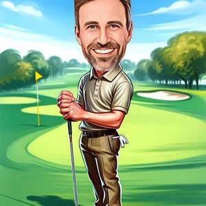 a caricature of a man holding a golf club