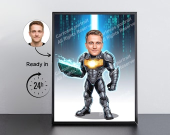 Software Developer Gift – Custom Caricature Portrait From Your Photo /IT Gift