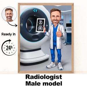 Retrato de caricatura de radiólogo / Regalo de radiólogo / Caricatura de radiólogo personalizada / Caricatura de radiólogo a partir de foto / Regalo para radiólogo