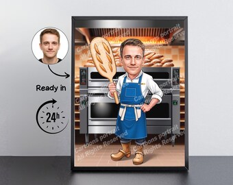 Regalo de panadero: retrato de caricatura personalizado a partir de tu foto / Panadero
