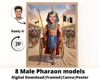 Pharaonenporträt nach Foto, Ägyptisches Porträt, Pharao, Kleopatra, Ägyptisches Geschenk, Individuelles Porträt, Historisches Porträt, Mach mich königlich