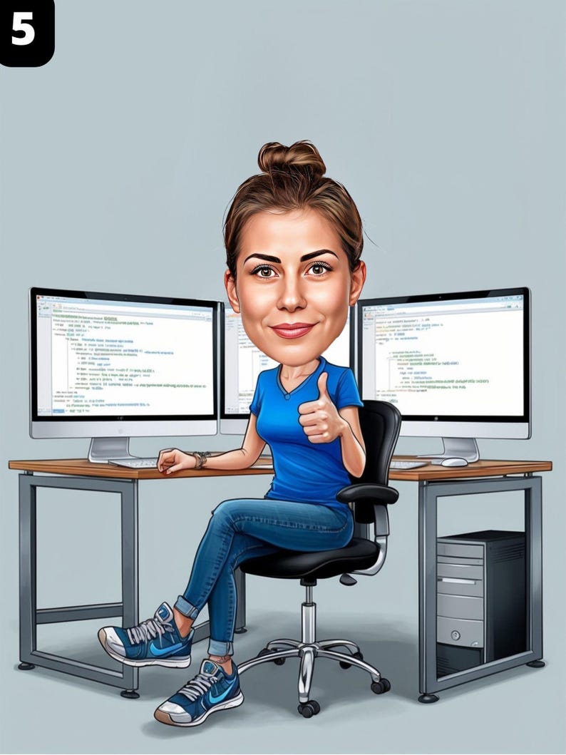 Developer cartoon Portrait | Developer software Gift | Custom Developer Caricature from Photo | Gift for Coder | Developer Cartoon image 6