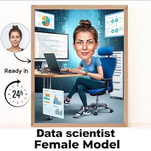 Data Analyst Gift - Custom Caricature From Photo, Data Science Gift, data scientist, data nerd
