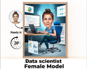 データアナリストへのギフト - 写真からカスタム似顔絵を作成、データサイエンスギフト、データサイエンティスト、データオタク