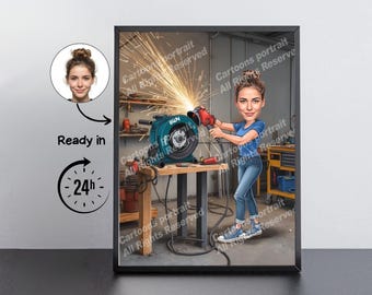 Welder Gift – Custom Caricature Portrait From Your Photo / Welder