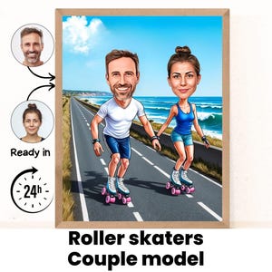 Roller Blader Gift - Custom Caricature From Your Photo / Rollerblade / Roller Blades