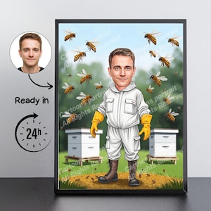 Imker Geschenk - Kundenspezifisches Karikaturporträt von Ihrem Foto / Imker