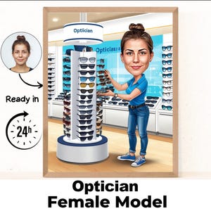 Retrato de caricatura de optometrista personalizado, optometrista divertido, caricatura de optometrista, regalo para hombres, caricatura de optometrista, caricatura de foto