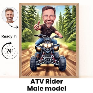 ATV Rider Geschenk - Quad Geschenk - Benutzerdefinierte Karikatur Porträt von Ihrem Foto, Quad Biker, Quad Geschenk, Quad Fan