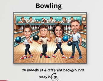 Bowler Gift - Custom Caricature Portrait From Your Photo / bowling coach gift / bowling player gift